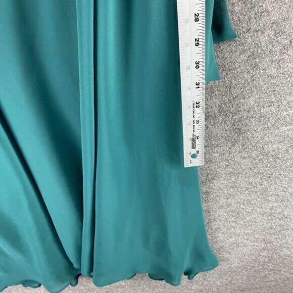 Tahari Dress Women 16 Plus Blue Sheath Midi Zipper Lined Belted Crew Neck Casual - Picture 8 of 9